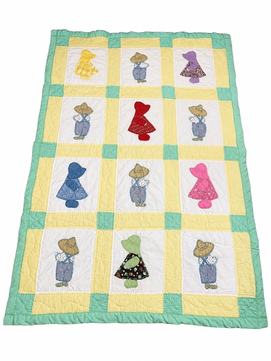unbranded Other - Vintage Handmade Sunbonnet Sue Quilt Blanket 55x39 Cottagecore